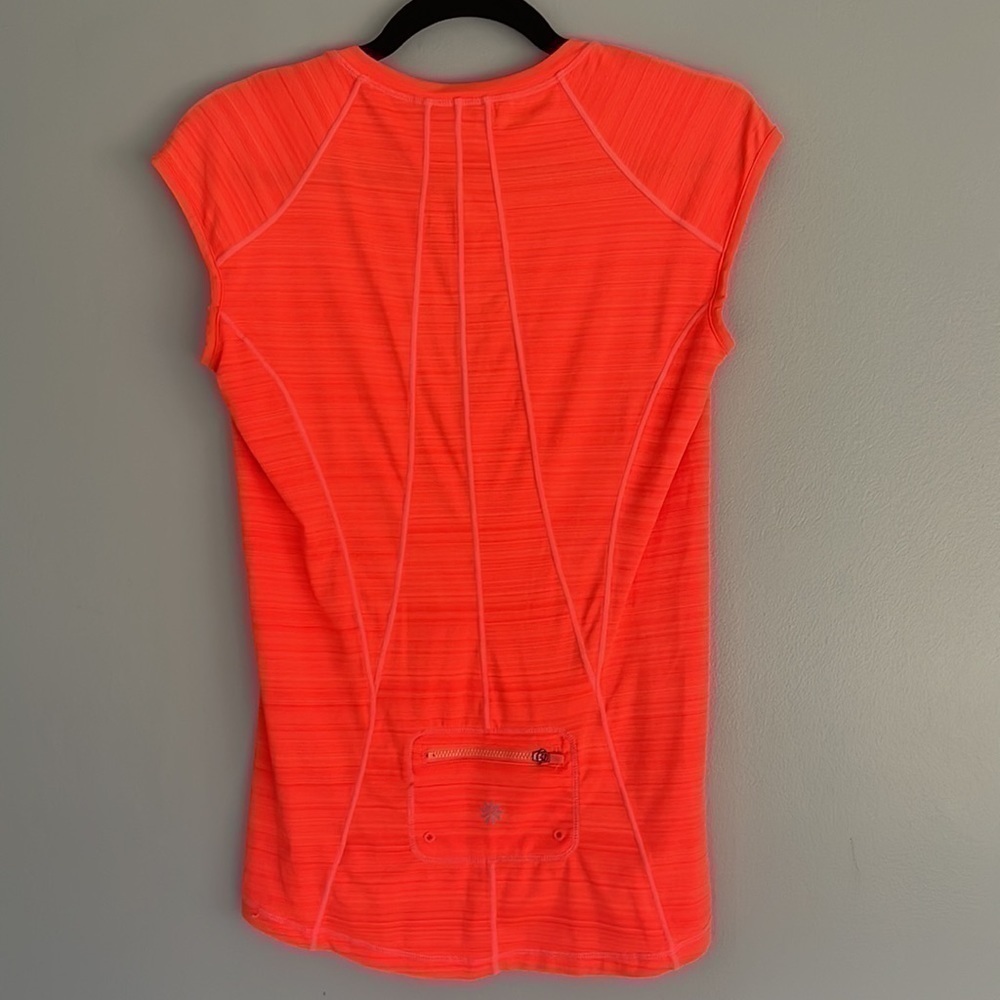 𝅺athleta Short Sleeve Half Zip Orange Running Workout Top Size Small - Picture 7 of 13